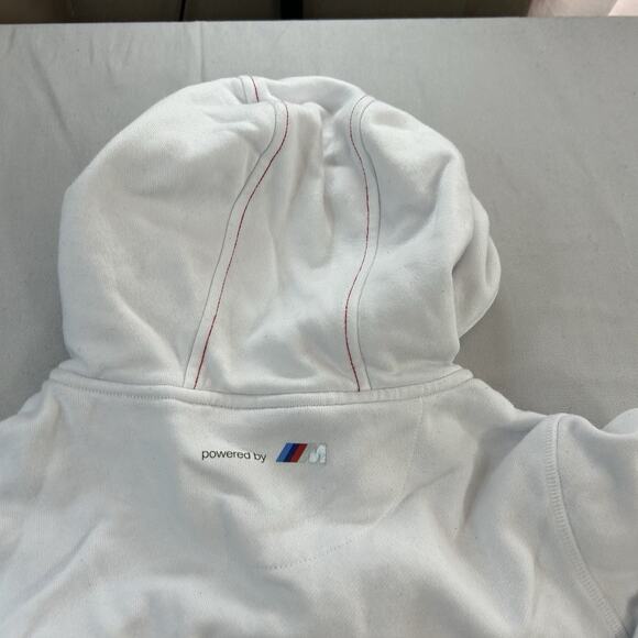 BMW Jacket Mens Small White Hooded Full Zip Motorsport Logo - Picture 6 of 8